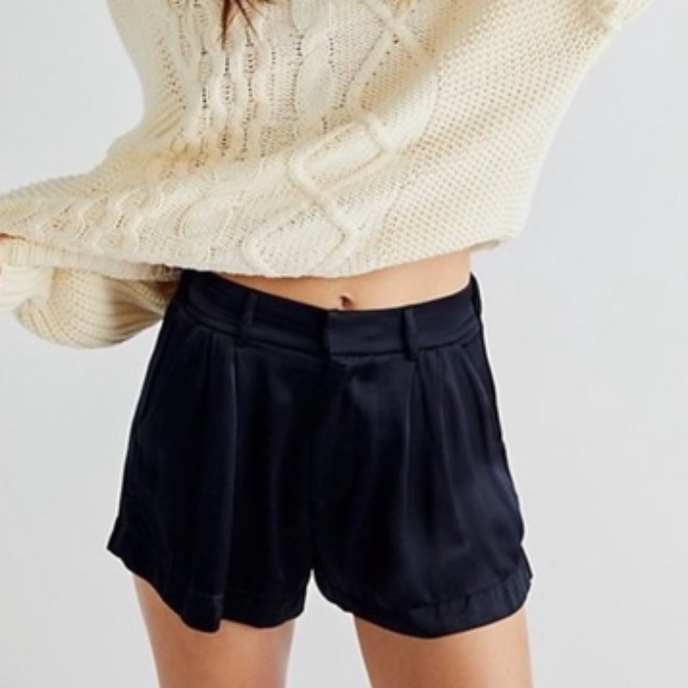 Free People Black Satin Shorts
